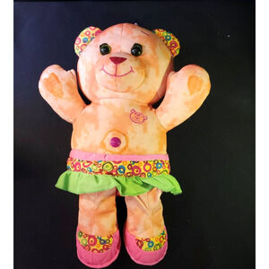 17" Plush Doodle Bear Orange Pink flowered Play Along (2005) w skirt & Bow